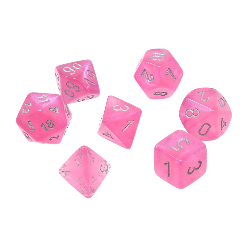 Chessex Borealis pink/silver Set Kockica