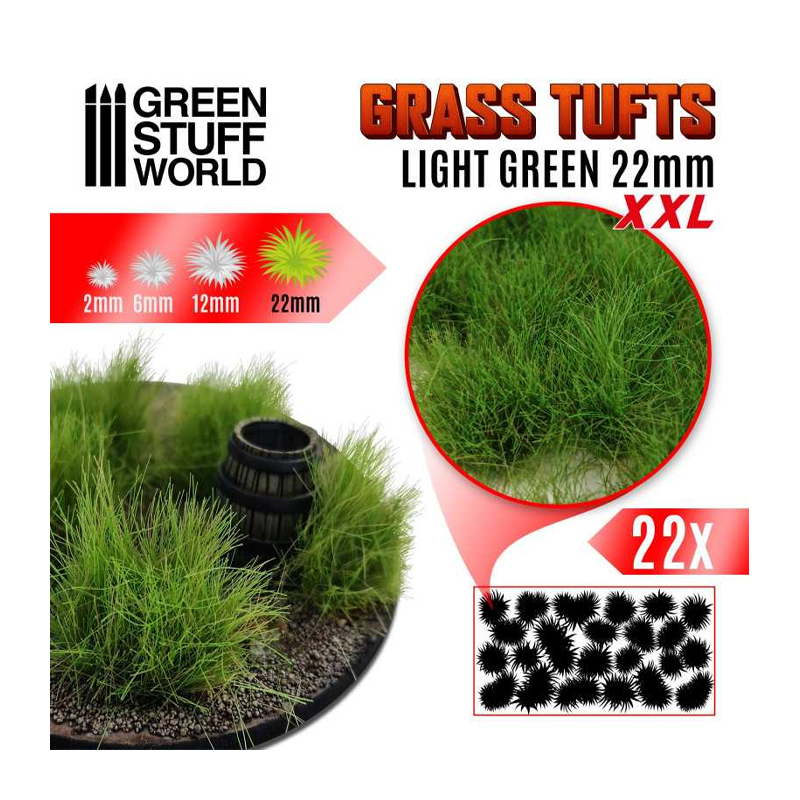 Green Stuff World Grass Tufts XXL - 22mm Self-Adhesive - Light Green - Miniature Basing