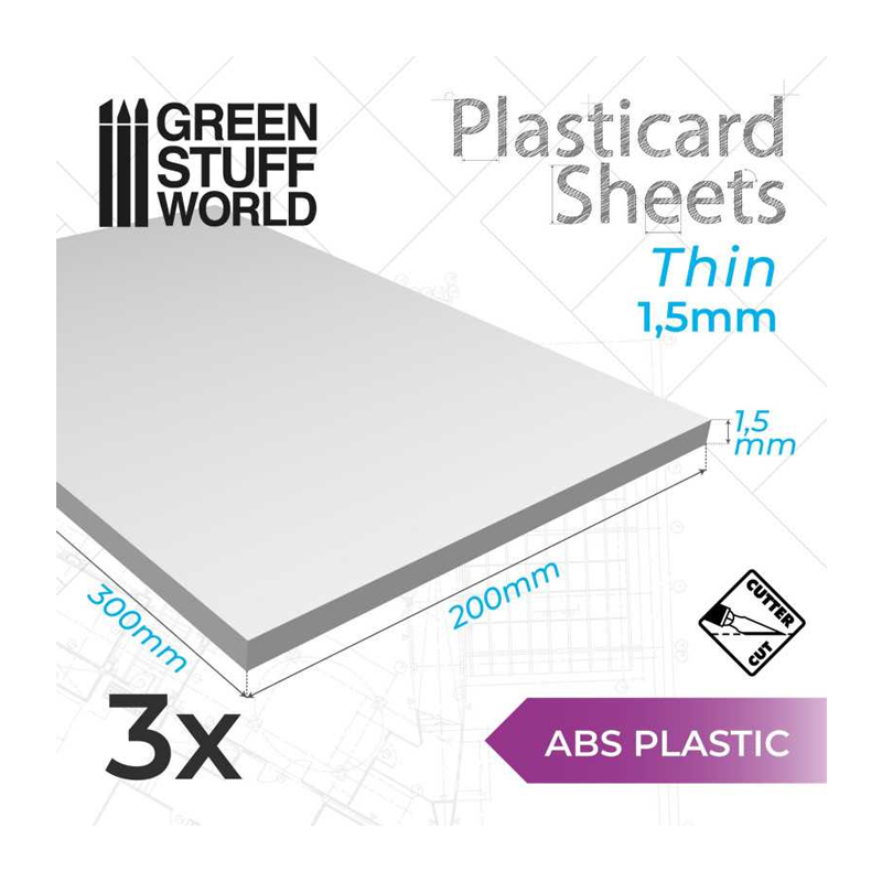 GSW: PLASTICARD - ABS PLAIN A4 SHEET 1,5MM X3