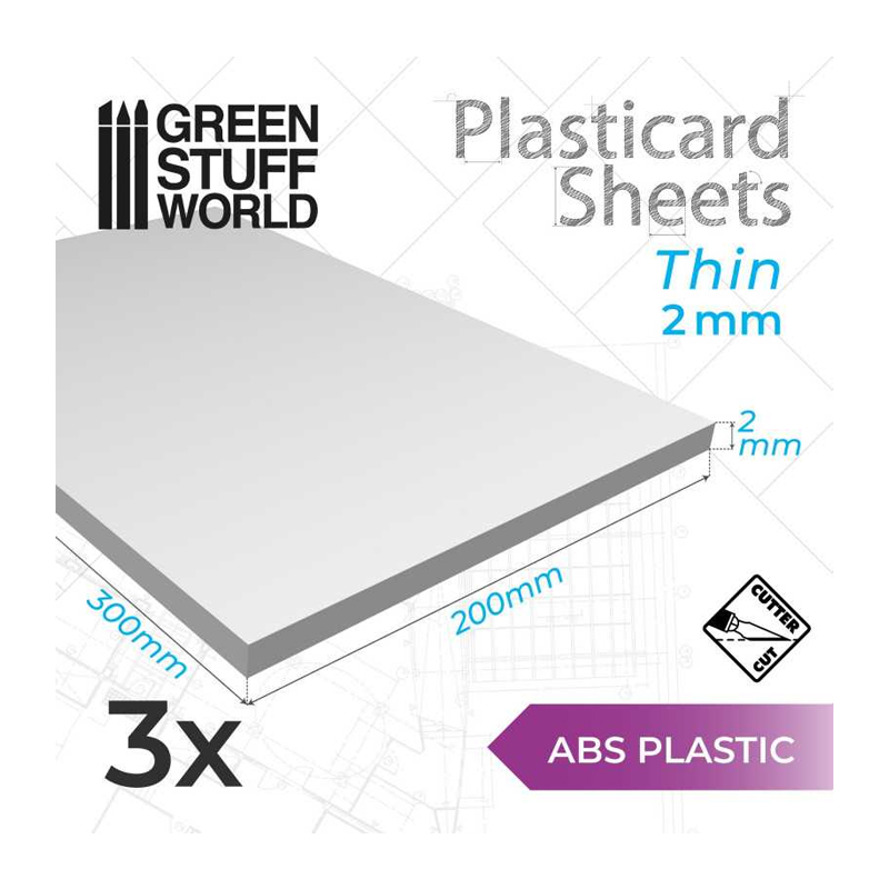 GSW: PLASTICARD - ABS PLAIN A4 SHEET 2MM X3