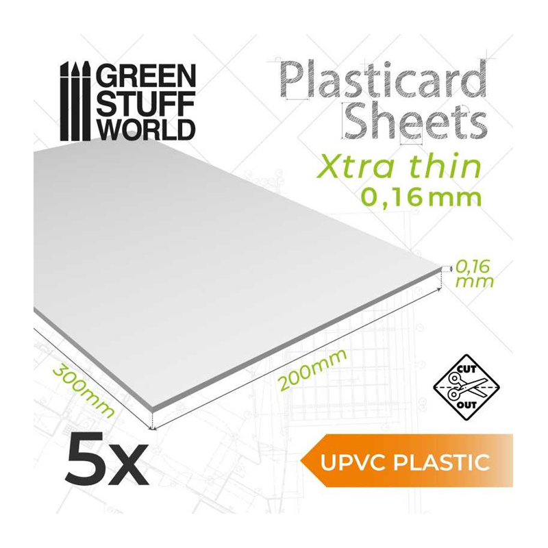 GSW: PLASTICARD - ABS PLAIN SHEET A4 0,16MM X5
