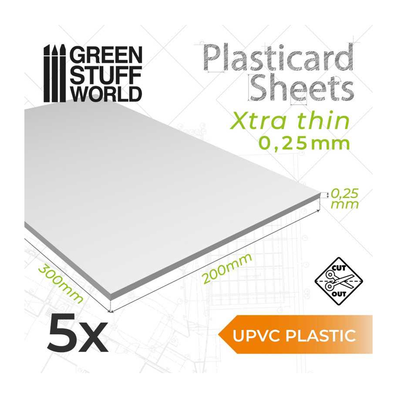 GSW: PLASTICARD - ABS PLAIN SHEET A4 0,25MM X5