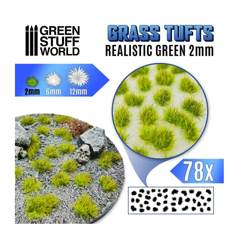 GSW: GRASS TUFTS REALISTIC GREEN - 2MM
