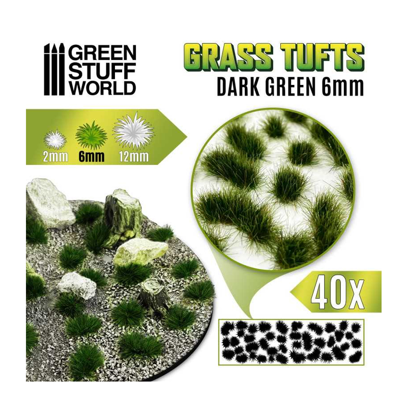 GSW: GRASS TUFTS DARK GREEN - 6MM