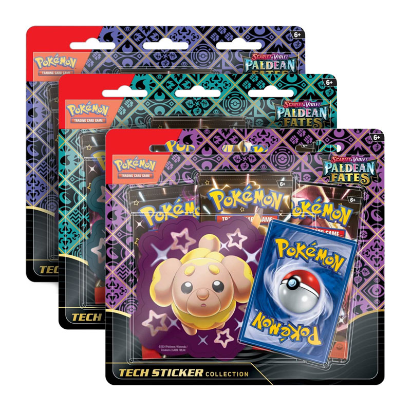 thumbnail image 2 of Pokemon TCG Paldean Fates Tech Sticker Collection (Fidough) – 3 Packs, Factory Sealed 2 of 6