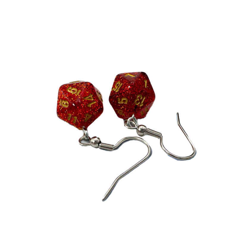 NAUŠNICE GLITTER RUBY MINI-POLY D20