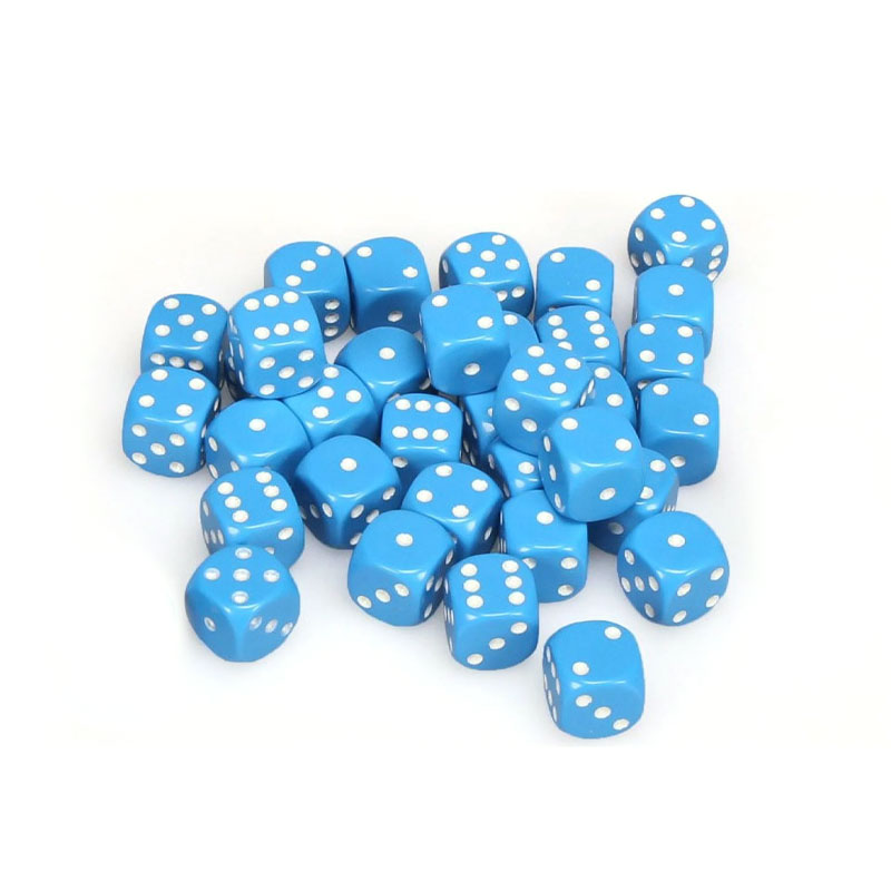 CHESSEX OPAQUE 16MM LIGHT BLUE/WHITE SET D6 KOCKICA