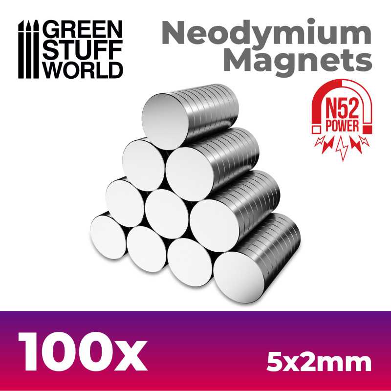 GSW: NEODYMIUM MAGNETS 5X2MM - 100 UNITS (N52)
