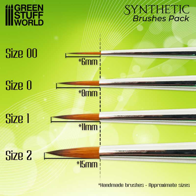 GSW: SYNTHETIC BRUSHES - GREEN SERIE PACK X4