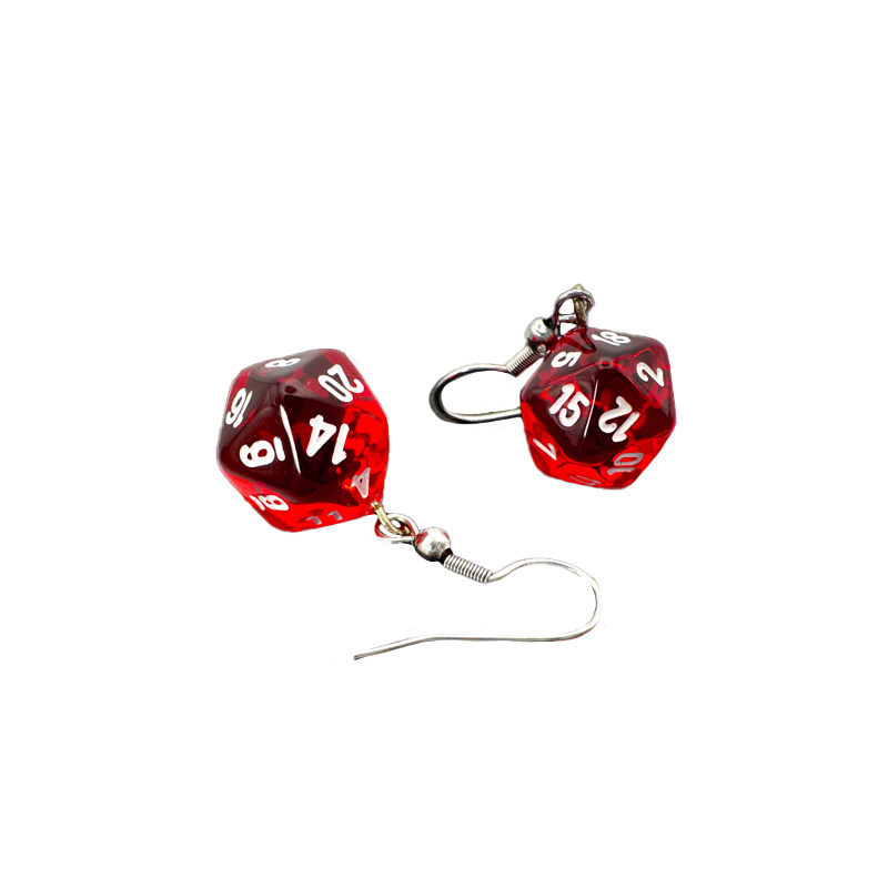 NAUŠNICE TRANSLUCENT RED MINI-POLY D20