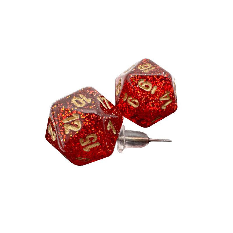 NAUŠNICE GLITTER RUBY MINI-POLY D20