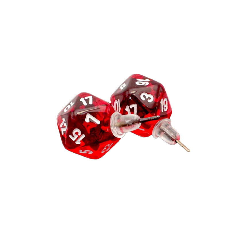 NAUŠNICE TRANSLUCENT RED MINI-POLY D20