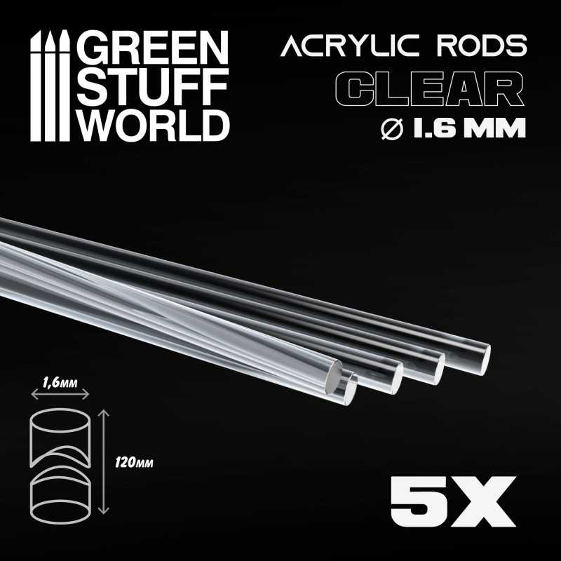 CLEAR ACRYLIC RODS 1.6MM (PACK X5)