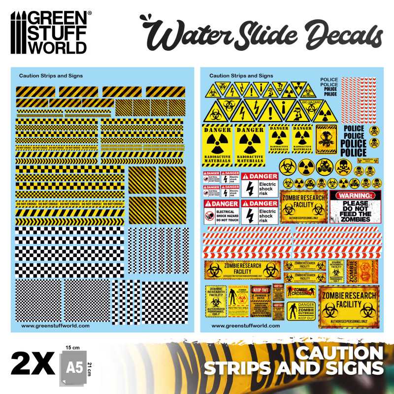 DECAL SHEETS - CAUTION STRIPS AND SIGNS