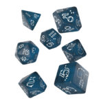 Q-WORKSHOP - SHIMMERING LLAMA DICE SET - GLITTERING DARK BLUE & WHITE