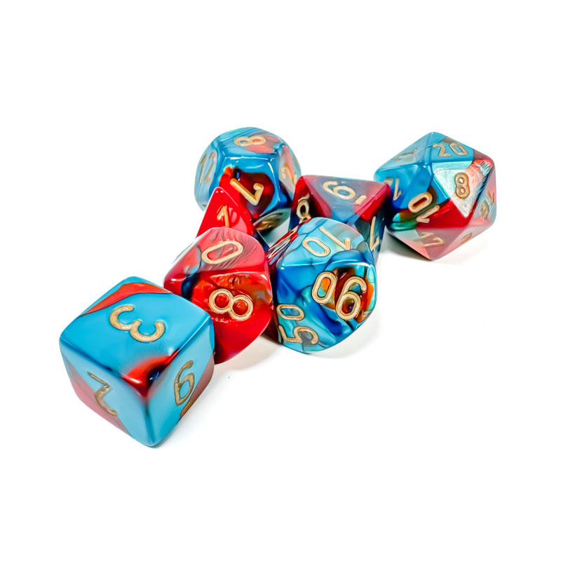 CHESSEX GEMINI MINI POLYHEDRAL RED-TEAL/GOLD