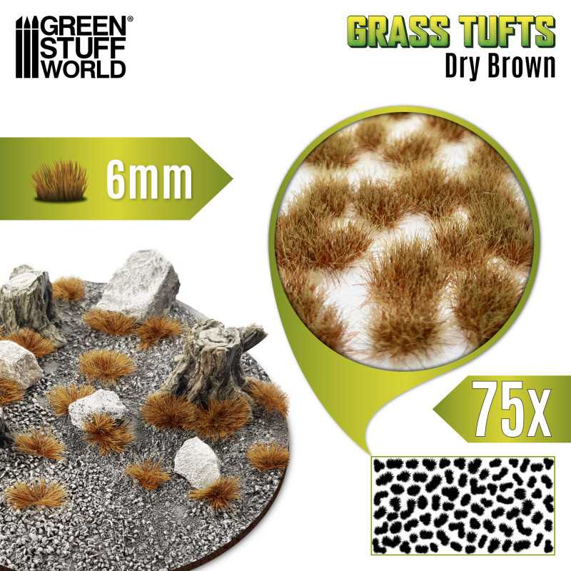 GRASS TUFTS XXL 6MM - DRY BROWN