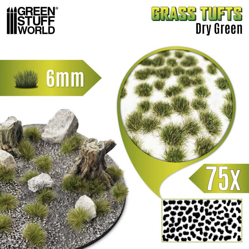 GRASS TUFTS XXL 6MM - DRY GREEN